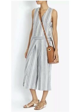 NWT Intermix Gwen Striped Sleeveless Relaxed Wide Leg Crop Jumpsuit Blue XS